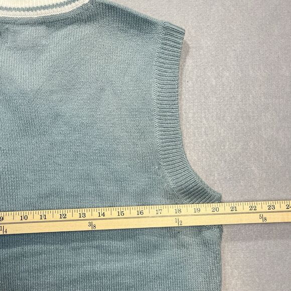 Men’s Vest V Neck Sleeveless Sweater Vest Light Academia Blue Grandpacore Size M - Picture 7 of 7